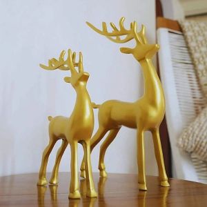 Polished Golden Aluminium Deer Showpiece for Decorative