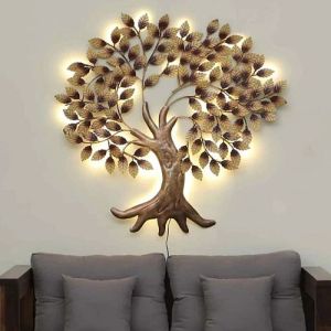 Golden Metal Tree Wall Art