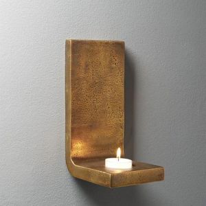 Polished Golden Metal Wall Candle Sconce for Decorative Lighting