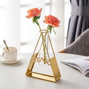 Golden Triangle Metal Flower Vase