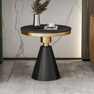 Metal Round Golden And Black Coffee Table Modern