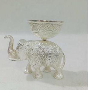 Silver Plated Elephant Shaped Aluminium Dry Fruit Box