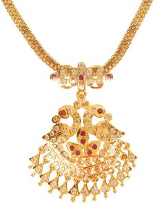 Golden Micro Gold Plated Peacock Attigai Pendant