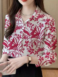 Ladies Printed Cotton Formal Shirt