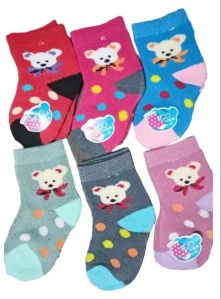 Unisex Teddy Bear Printed Cotton Baby Socks