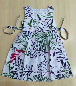 White Cotton Printed Baby Girl Frock