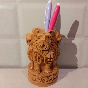 Wooden Pen Stand - Ashoka Lion Design