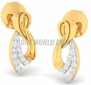 18 Carat Real Diamond Gold Earrings Everyday Wear