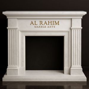 Classic White Marble Fireplace with Fluted Columns