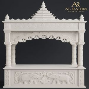White Marble Decorative Temple with Elephant Carvings