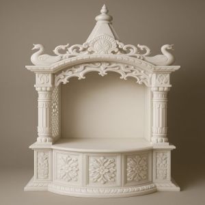 White Marble Peacock Carving Temple
