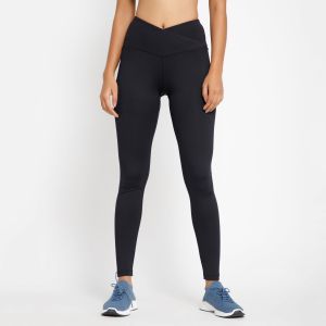 Riyu Women'S Polyester Black High Rise Waistband Crossfit Leggings