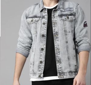 Plain Mens Grey Denim Jacket All Sizes Casual Wear