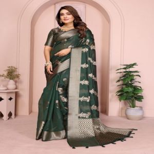 Soft Linen Cotton Digital Printed Saree for Casual, Formal, Partywear