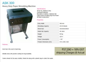 Mini Paper Shredder Machine, Capacity : 8 Sheets to 150 Sheets