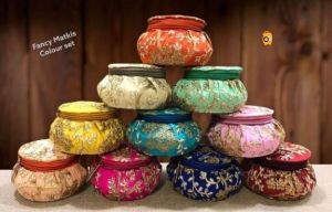 Multicolor Embroidery Matki Shape Bangle Box