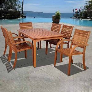 Outdoor Wooden Dining Table, Color : Brown