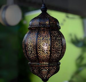 Moorish Moroccan Black Metal Hanging Pendant Ceiling Lamp For Home Decoration
