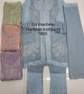 Printed Ladies Jarkan Kurti Set, Color : Muti Color