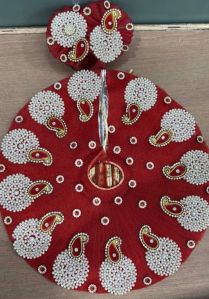 Designer Maroon Peacock Feature Laddu Gopal Dress With Pagdi