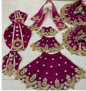 Maroon Heavy Embroidered Radha Krishna Dress