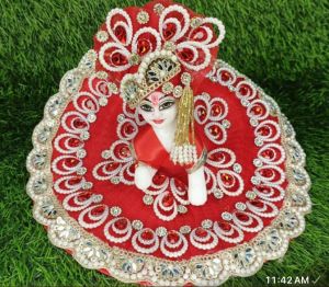 Red Embroidered Laddu Gopal Dress with Pagdi