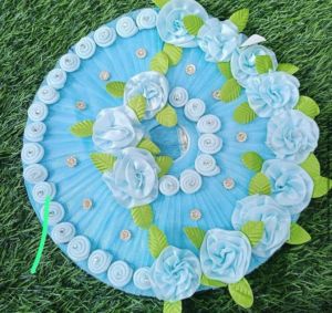 Sky Blue Flower Feature Laddu Gopal Dress