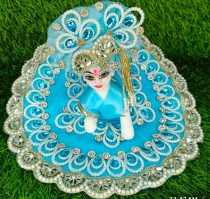 Sky Blue Laddu Gopal Heavy Embroidery Dress With Pagdi