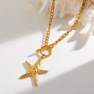 Stainless Steel Waterproof Starfish Toggle Pendant Necklace