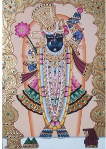 Gold Leaf Shrinathji Painting with Grand Crown 22k
