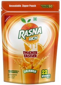 Rasna Rich Zipper Pack Orange Flavour Fruit Drink