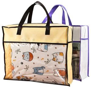 Printed Transparent Bed Sheet Packaging Bag, Handle Type : Loop