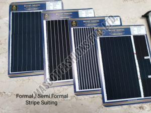 Polyester-Viscose Blend Semi Formal Stripe Suiting Fabric