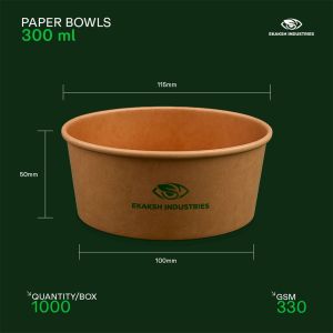 300ml Flat Paper Bowl for Food Serving