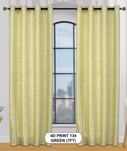 4d Print 134 Green Luxurious Light Window Curtains