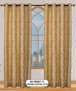 4d Print 71 Cream Coffee Curtains
