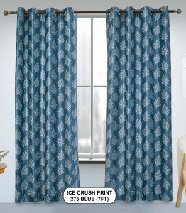 Ice Crush Print 275 Curtains-Blue | Light-Filtering Warp Knitted Elegance