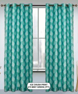 Ice Crush Print 275 Curtains-Mint Green| Light-Filtering Warp Knitted Elegance