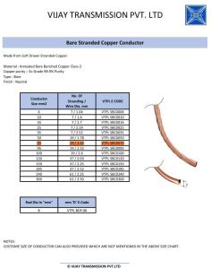 Vijay Transmission AC Bare Copper Conductor, Color : Brown