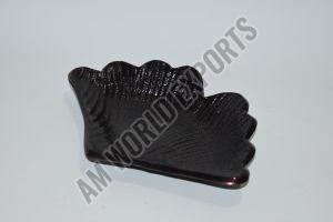 Black Textured Leaf Shaped Platter, Color : Black/dark Brown
