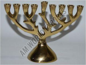 Aluminum Classic Golden Menorah for Religious Ceremony, Home Decor
