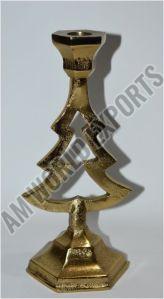 Aluminum Festive Christmas Tree Taper Candle Holder Holiday