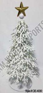 Frosted White Tabletop Christmas Tree with Gold Star Topper