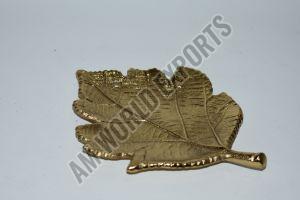 Golden Leaf Shaped Decorative Platter for Trinket Tray
