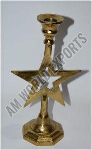 Aluminum Or Zinc Alloy Golden Star Shaped Taper Candle Holder
