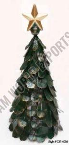 Iron Green Stacked Leaf Christmas Tree, Color : Golden