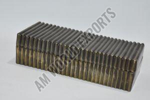 Aluminum Long Rectangular Ribbed Jewelry Box for Decorative Accent