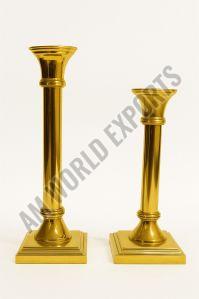 Modern Golden Aluminum Candlestick Holders Set OF 2 Pcs