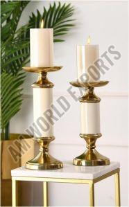 Modern Two Tone Pillar Candle Holder Set OF 2 Pcs