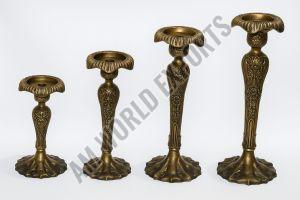 Ornate Antique Golden Candlestick Holders Set OF 4 Pcs